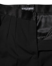 Dolce & Gabbana Black Wool Tapered High Waist Pants