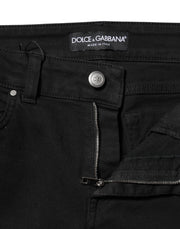 Dolce & Gabbana Black Cotton Skinny Mid Waist Denim Jeans