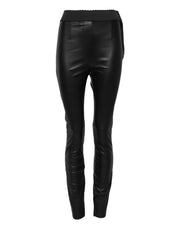 Dolce & Gabbana Black Leather Elastic Waist Pants