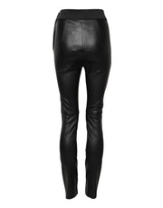 Dolce & Gabbana Black Leather Elastic Waist Pants