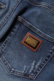 Dolce & Gabbana Blue Rhinestone Embellished Denim Jeans