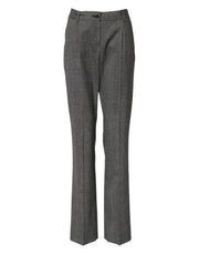 Dolce & Gabbana Gray Checkered High Waist Flared Pants