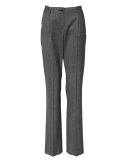 Dolce & Gabbana Gray Checkered High Waist Flared Pants