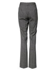 Dolce & Gabbana Gray Checkered High Waist Flared Pants