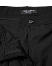 Dolce & Gabbana Black STAFF Mid Waist Tapered Pants