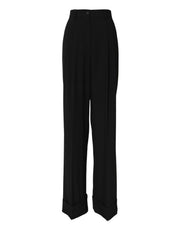 Dolce & Gabbana Black Wool High Waist Formal Pants