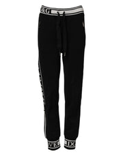 Dolce & Gabbana Black Cotton Jogger Logo Waist Pants