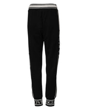 Dolce & Gabbana Black Cotton Jogger Logo Waist Pants