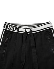 Dolce & Gabbana Black Cotton Jogger Logo Waist Pants