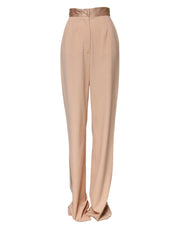 Dolce & Gabbana Beige Polyester Mid Waist Tapered Pants