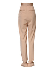 Dolce & Gabbana Beige Polyester Mid Waist Tapered Pants