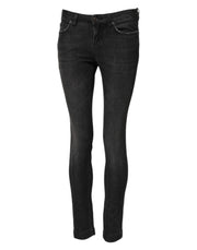Dolce & Gabbana Black Cotton Low Waist Skinny Denim Jeans
