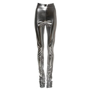 Dolce & Gabbana Metallic Silver Polyester Slim Fit Leggings Pants