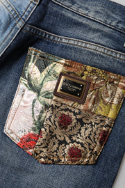 Dolce & Gabbana Multicolor Patchwork Tapered Denim Jeans