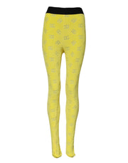 Dolce & Gabbana Yellow Logo Slim Fit Leggings Pants