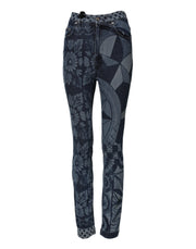 Dolce & Gabbana Blue Graphic Print Cotton Skinny Denim Jeans