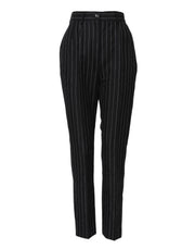 Dolce & Gabbana Black Stripes High Waist Tapered Pants
