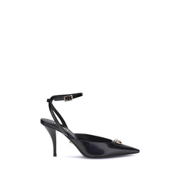 Versace Black Calf Leather Bos Taurus High Heel Pumps