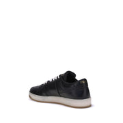 Prada Black Calf Leather Bos Taurus Low Top Sneakers