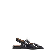 Ganni Black Recycled Polyester Ballet Flats