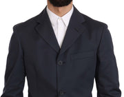 Romeo Gigli Two Piece 3 Button Cotton Blue Solid Suit