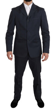 Romeo Gigli Two Piece 3 Button Cotton Blue Solid Suit