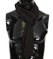 Dolce & Gabbana Dark Gray Virgin Wool Striped Pattern Wrap Scarf