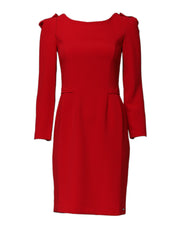 Armani Exchange Red Above Knee Long Sleeves Sheath Dress
