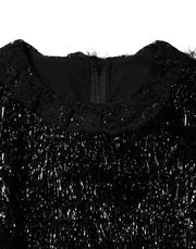 Dolce & Gabbana Metallic Black Polyester A-line Midi Dress