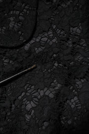 Dolce & Gabbana Black Floral Lace Cotton Collared Jacket