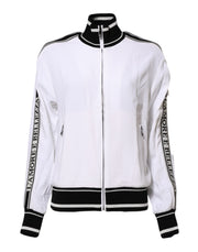 Dolce & Gabbana White Viscose Logo Women Full Zip Jacket