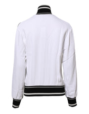 Dolce & Gabbana White Viscose Logo Women Full Zip Jacket