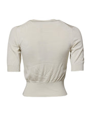 Dolce & Gabbana White Silk Short Sleeves Blouse Pullover Top