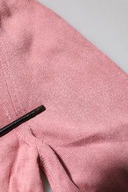 Dolce & Gabbana Pink Silk Cropped Crew Neck Cardigan Sweater