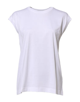 Dolce & Gabbana White Cotton Sleeveless Women Tank T-shirt