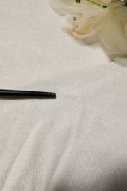 Dolce & Gabbana White Silk Lily Embellished Pullover Sweater