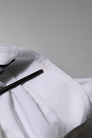 Dolce & Gabbana White Rose Embroidery Collared Shirt Top