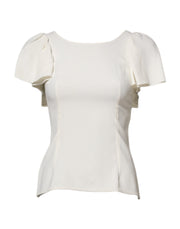 Dolce & Gabbana White Round Neck Short Sleeves Blouse Top