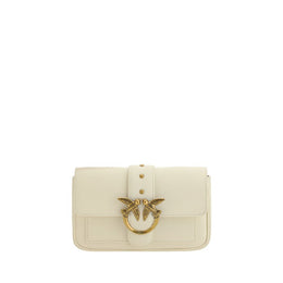 PINKO White Calf Leather Bos Taurus Shoulder Bag