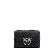 PINKO Black Calf Leather Bos Taurus Shoulder Bag