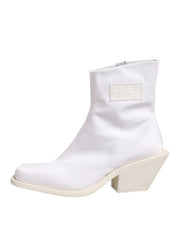 Maison Margiela White Square Heel Zip Ankle Boots Shoes