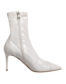 Elisabetta Franchi White Stiletto Heels Mid Calf Boots Shoes