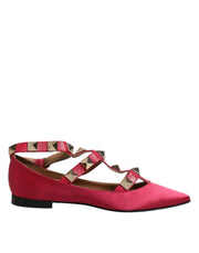 Prosperine Red Gold Studded Pointed Toe Ballet Flats Shoes