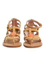 Alberta Ferretti Brown Flip Flops Zipper Ankle Strap Shoes