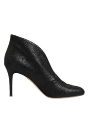 Gianvito Rossi Metallic Black Pump Stiletto Heels Shoes