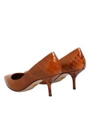 Dolce & Gabbana Brown Leather Stiletto Heel Pumps Shoes
