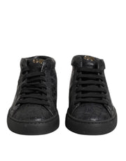 HIDE & JACK Black Leather Lace Up Mid Top Sneakers Shoes