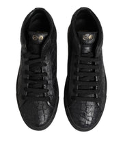 HIDE & JACK Black Leather Lace Up Mid Top Sneakers Shoes