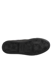 HIDE & JACK Black Leather Lace Up Mid Top Sneakers Shoes