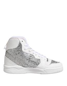 Chiara Ferragni White Silver High Top Women Sneakers Shoes